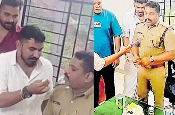 പോലീസ് ഇന്‍സ്‌പെക്ടറുടെ പിറന്നാളിന് സ്‌റ്റേഷനിലെത്തി യൂത്ത് കോണ്‍ഗ്രസ് നേതാക്കള്‍ കേക്ക് മുറിച്ചു, സംഭവം വിവാദത്തില്‍, ഹാപ്പി ബര്‍ത്ത്‌ഡേ ബോസ് എന്ന തലക്കെട്ടില്‍ റീല്‍സ്, നടപടിക്ക് സാദ്ധ്യത