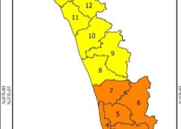 കേരളത്തില്‍ മഴ മുന്നറിയിപ്പ്. ആറു ജില്ലകളില്‍ മഞ്ഞ അലര്‍ട്ട്
