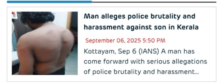 ഏറ്റുമാനൂരിലെ പോലീസ് ക്രൂരത വാര്‍ത്തയാക്കി ദേശീയ മാധ്യമങ്ങള്‍