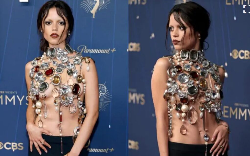 വസ്ത്രങ്ങൾക്ക് പകരം ആഭരണങ്ങൾ; എമ്മി അവാർഡ് വേദിയിൽ ആരാധകരെ അമ്പരപ്പിച്ച് നടിയുടെ നേക്കഡ് ഡ്രസ് എൻട്രി!