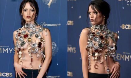 വസ്ത്രങ്ങൾക്ക് പകരം ആഭരണങ്ങൾ; എമ്മി അവാർഡ് വേദിയിൽ ആരാധകരെ അമ്പരപ്പിച്ച് നടിയുടെ നേക്കഡ് ഡ്രസ് എൻട്രി!