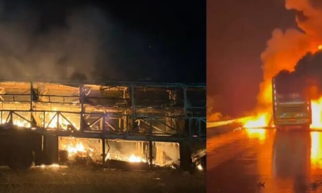 ഹൈദരാബാദ്–ബെംഗളൂരു ദേശീയപാതയിൽ ബസിനു തീപിടിച്ചു; നിരവധി പേര്‍ മരിച്ചു, ബസ് പൂർണമായി കത്തി നശിച്ചു, 15 പേരെ രക്ഷപ്പെടുത്തി