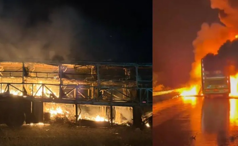 ഹൈദരാബാദ്–ബെംഗളൂരു ദേശീയപാതയിൽ ബസിനു തീപിടിച്ചു; നിരവധി പേര്‍ മരിച്ചു, ബസ് പൂർണമായി കത്തി നശിച്ചു, 15 പേരെ രക്ഷപ്പെടുത്തി