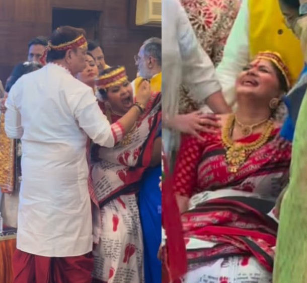 തുള്ളിച്ചാടിയും അലറി കരഞ്ഞും സുധ ചന്ദ്രൻ…. ഒരാളെ കടിക്കാനും ശ്രമം :  ദൈവം കുടികൊണ്ടുവെന്ന് ചിലർ; ഇത് സീരിയൽ തന്നെ എന്ന് മറ്റുചിലർ; വൈറലായി നടി സുധ ചന്ദ്രന്റെ വീഡിയോ