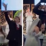 വധുവിന് ‘സ്പൈഡർമാർ കിസ്’ നൽകുന്ന വരൻ അതും  തല കീഴായി തൂങ്ങിക്കിടന്ന് : വീഡിയോ വൈറൽ