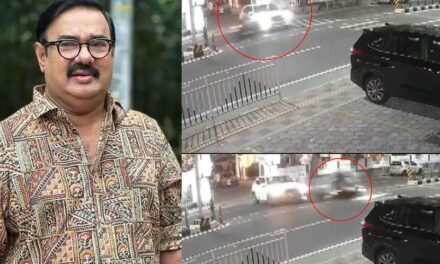 ഇൻഡിക്കേറ്റർ ഇട്ട് മണിയൻപിള്ള രാജു, നടന്റെ കാറിലേക്ക് അതിവേ​ഗത്തിൽ വന്നിടിച്ച് ബൈക്ക്; സിസിടിവി ദൃശ്യങ്ങൾ പുറത്ത്
