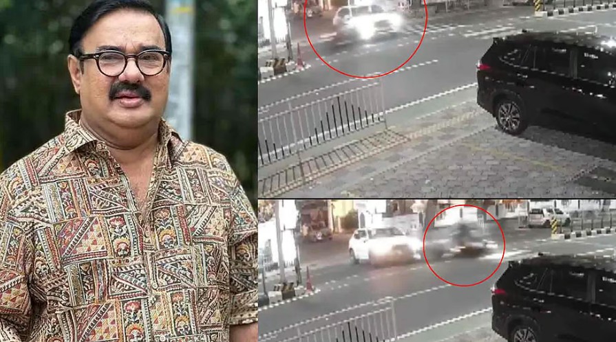 ഇൻഡിക്കേറ്റർ ഇട്ട് മണിയൻപിള്ള രാജു, നടന്റെ കാറിലേക്ക് അതിവേ​ഗത്തിൽ വന്നിടിച്ച് ബൈക്ക്; സിസിടിവി ദൃശ്യങ്ങൾ പുറത്ത്