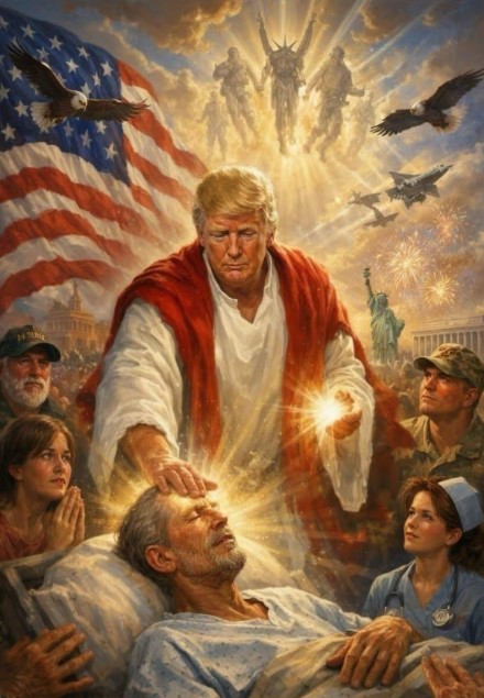 വിവാദമായതോടെ സ്വയം യേശുക്രിസ്തുവായി അവതരിച്ച് പ്രചരിപ്പിച്ച ചിത്രം ട്രംപ് പിന്‍വലിച്ചു