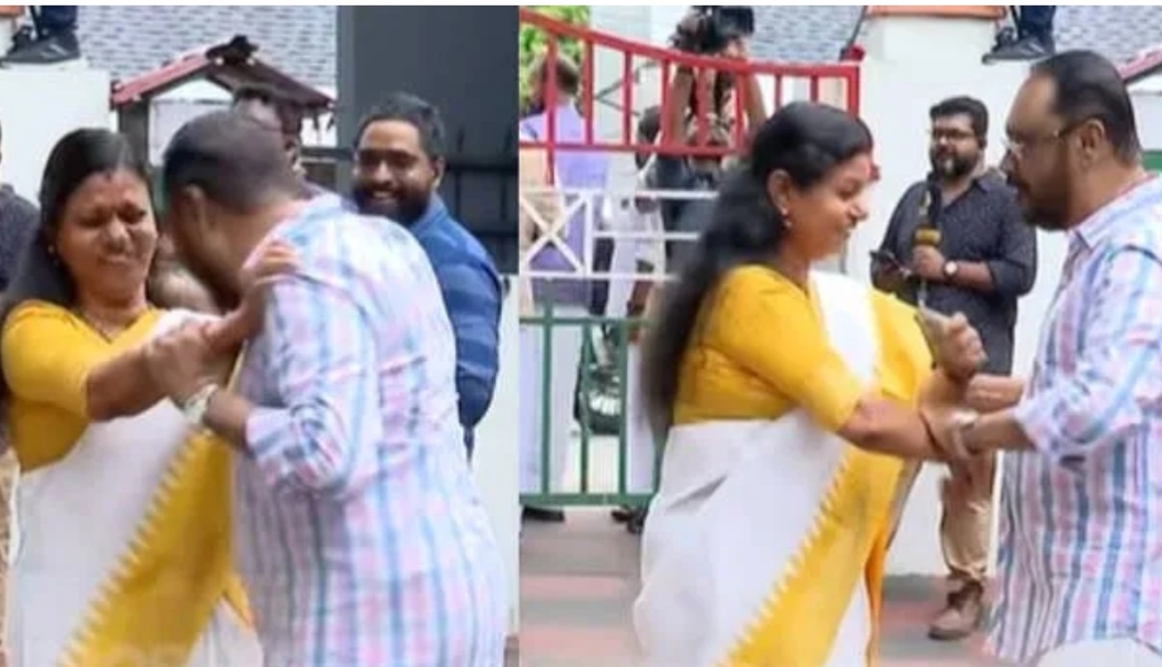 ബിന്ദു കൃഷ്ണയെ ആലിംഗനം ചെയ്യാൻ ചെറിയാൻ ഫിലിപ്പ് ശ്രമിക്കുന്നതായ വീഡിയോ വൈറൽ