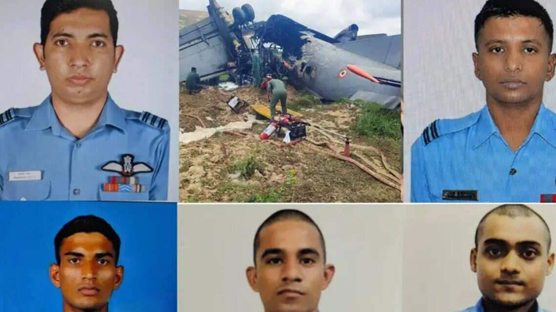 വ്യോമസേന വിമാനദുരന്തം; അഞ്ച് സൈനികർക്ക് വീരമൃത്യു, അപകടം ലാൻഡ് ചെയ്യുന്നതിനിടെ