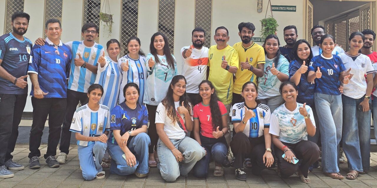 ലോകകപ്പ് ഫുട്ബോൾ താരങ്ങളുടെ ജേഴ്സിയണിഞ്ഞ് കാണക്കാരി സിഎസ്ഐ ലോ കോളേജ് വിദ്യാർത്ഥികൾ; കായികപ്രേമത്തിന് വേറിട്ട ആദരം